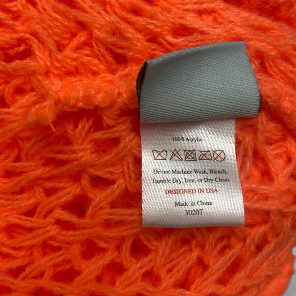 Olive Pique Bear Ear Beanie Hat Neon Orange Acrylic Cable Knit Cozycore Outdoor - Picture 9 of 9